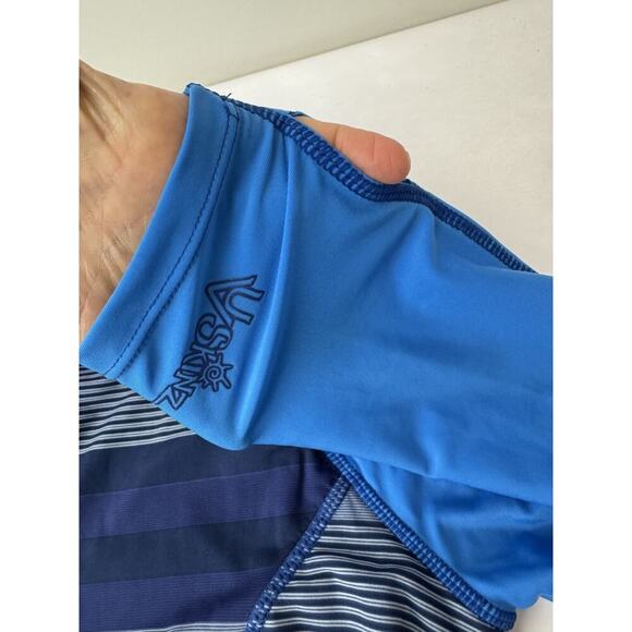 NWT UV Skinz UPF 50+ Swimsuit Long Sleeve Blue Stripes Women's Large - Picture 7 of 10